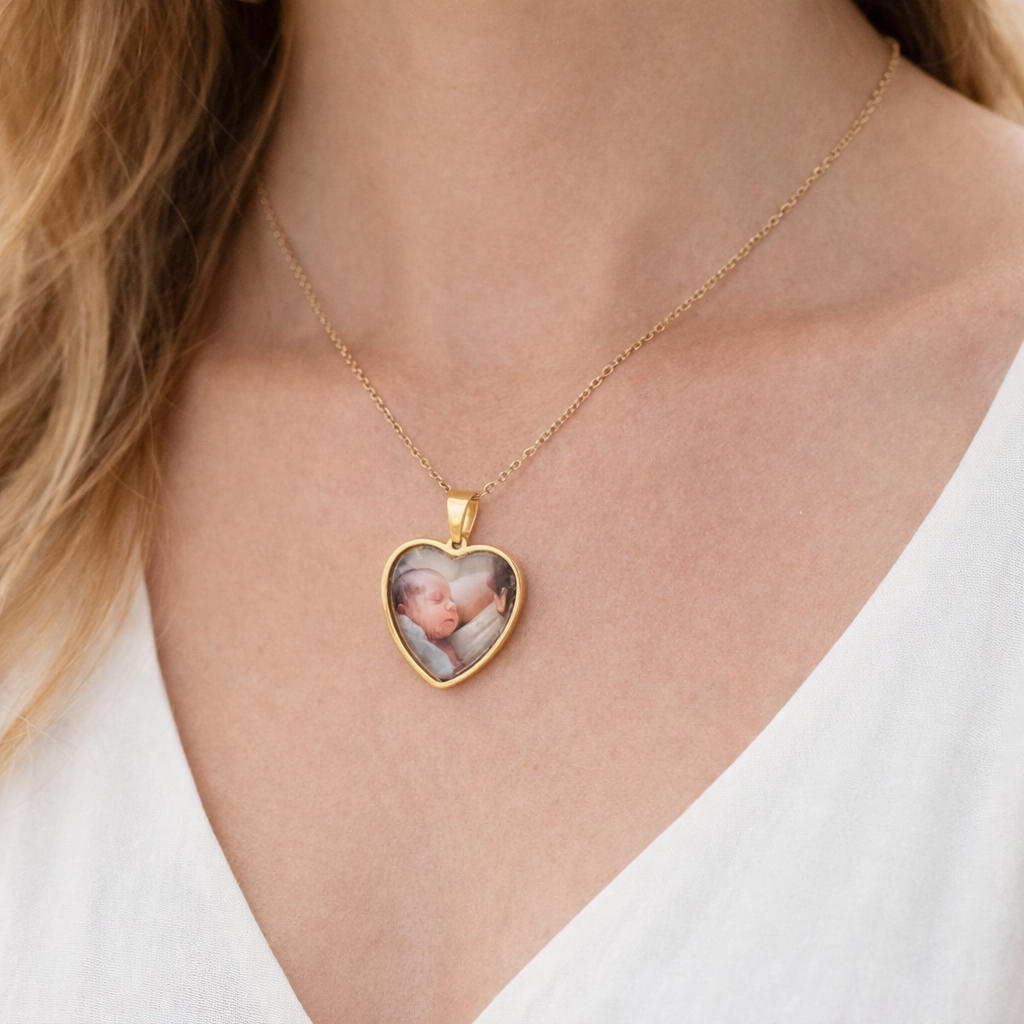 Collier photo personnalisé médaillon coeur