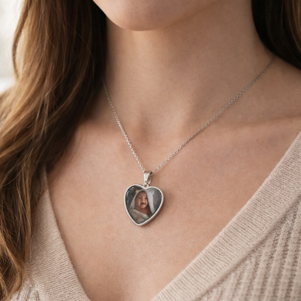 Collier photo personnalisé médaillon coeur