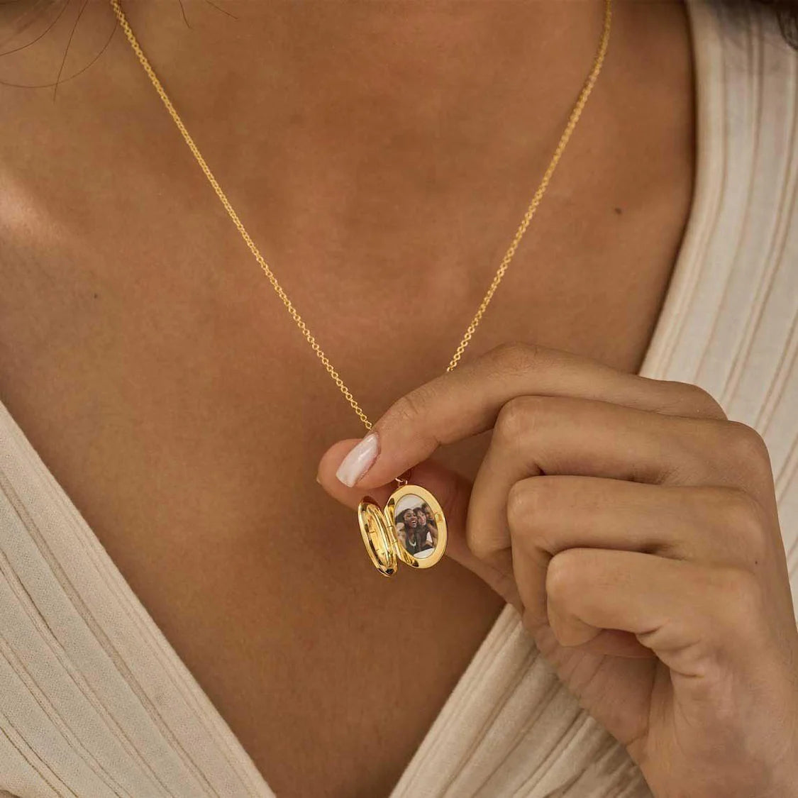 Collier photo personnalisé médaillon ovale acier inoxydable